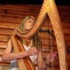 Patrice Haan playing her harp