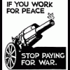 logo that reads, "If you work for peace, stop paying for war"