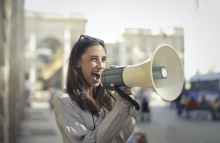 Woman with a megaphone