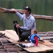 Van Wagner on a log raft on the Susquehanna River